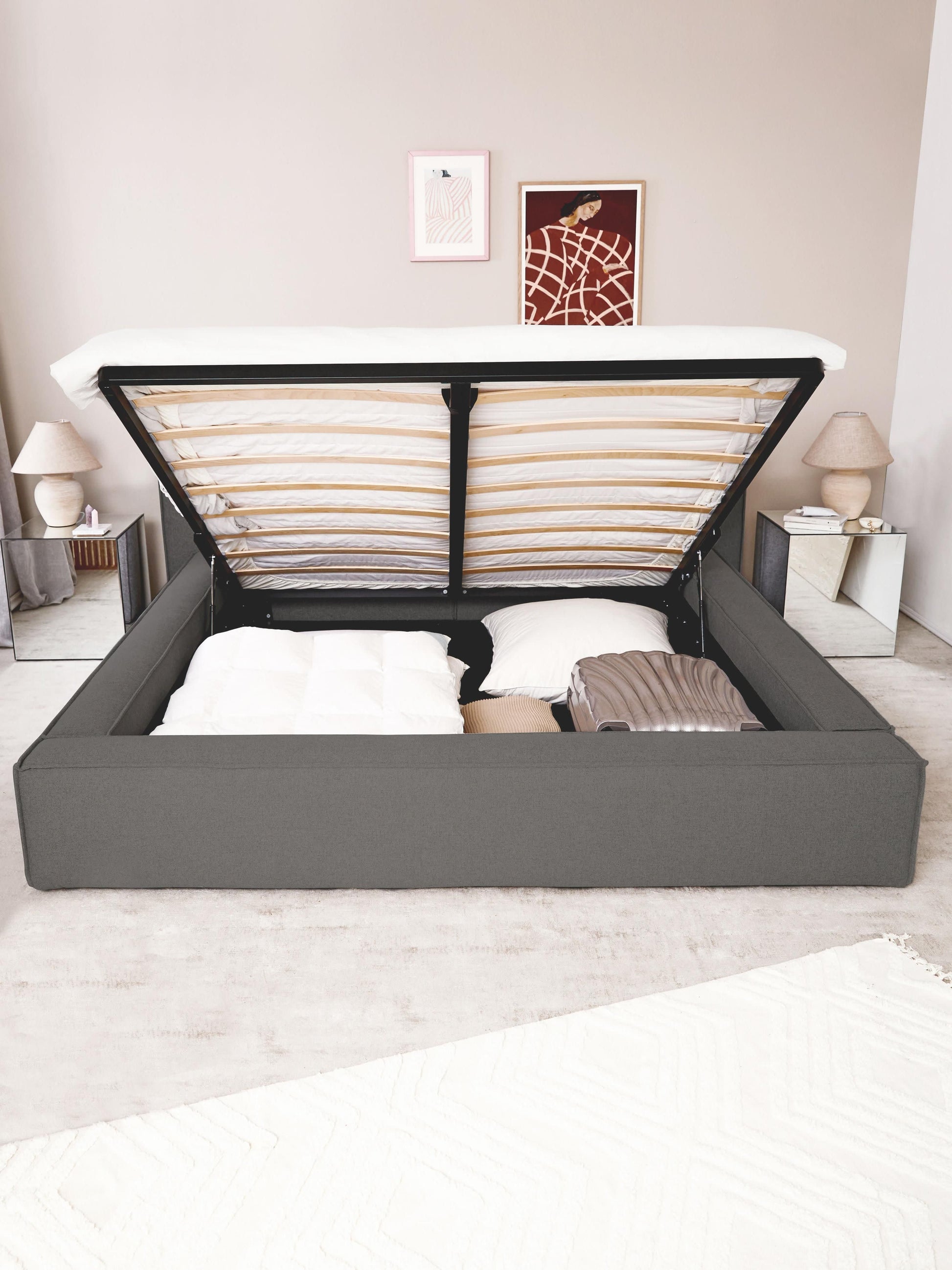 Draggery Lennon Upholstered Bed Frame with Storage