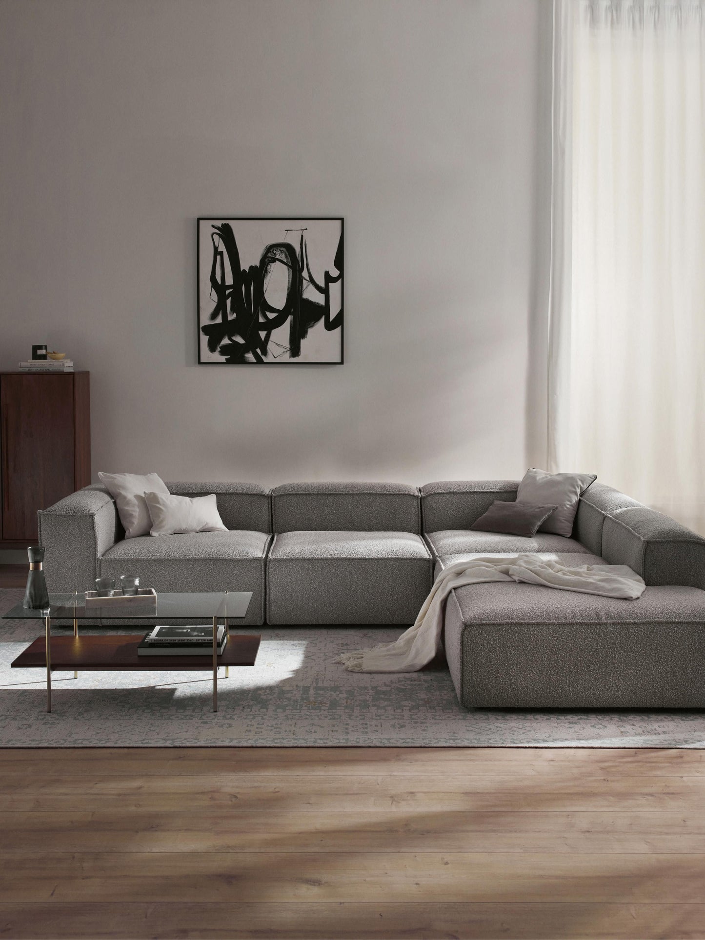 Draggery Lennon XL Modular Corner Sofa with Bouclé Cover, 4-Seater