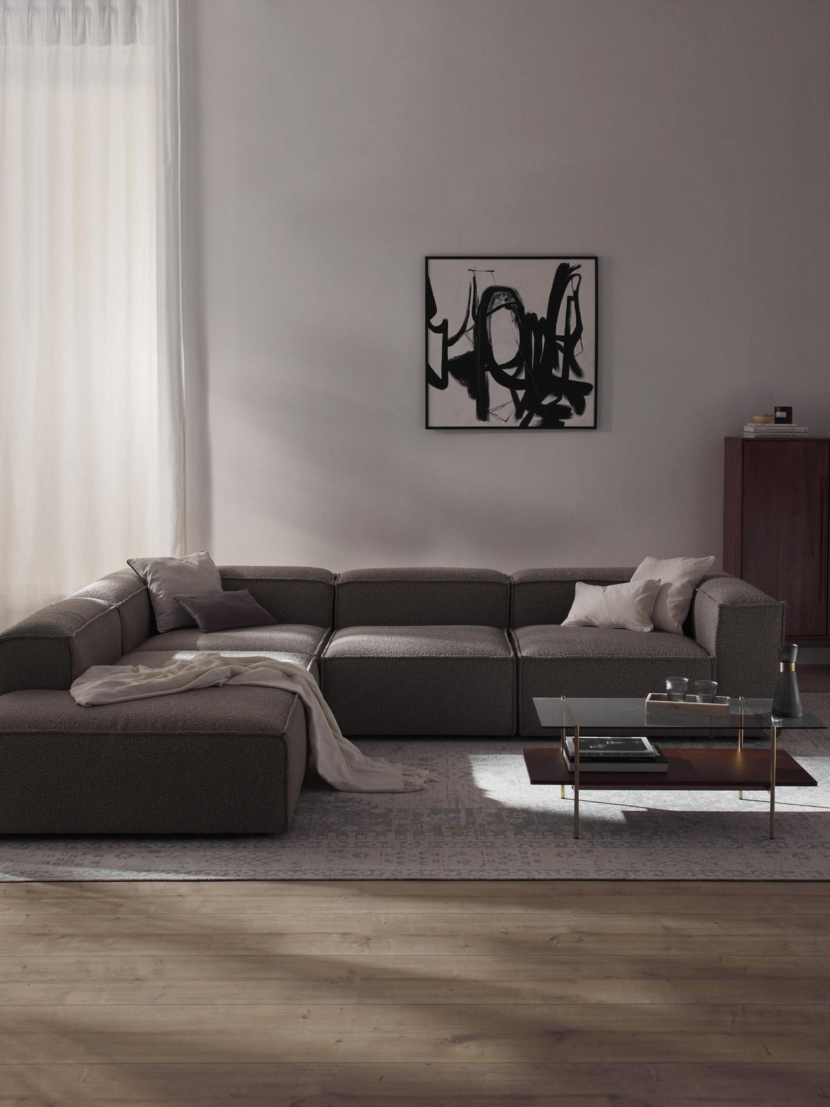 Draggery Lennon XL Modular Corner Sofa with Bouclé Cover, 4-Seater