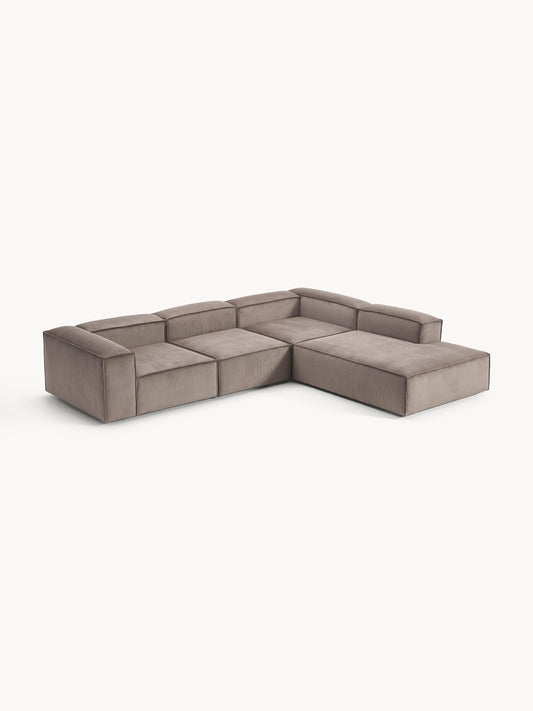 Draggery Lennon XL Modular Corner Sofa with Corduroy Cover, 4-Seater