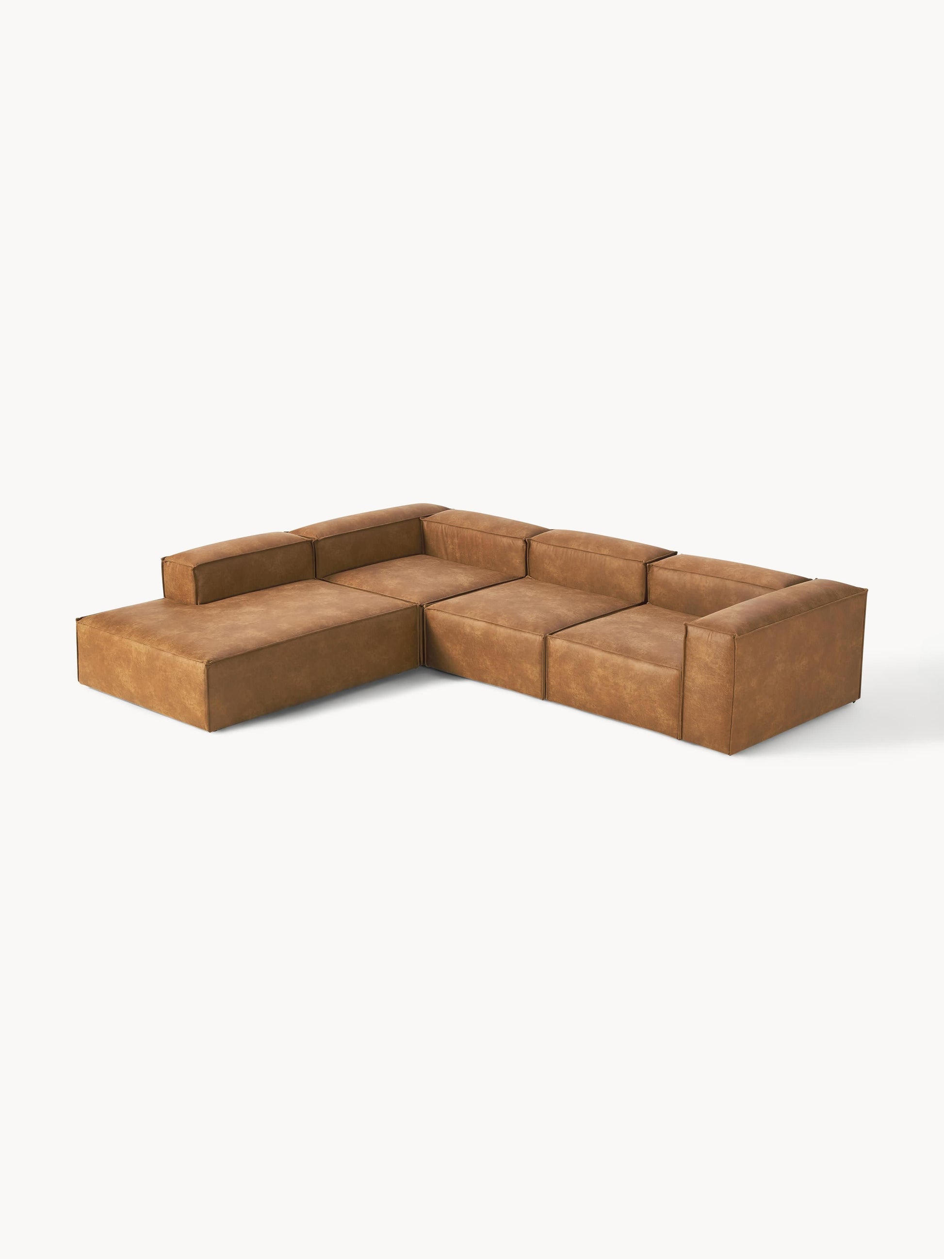 Draggery Lennon XL Modular Corner Sofa with Leather Cover, 4-Seater