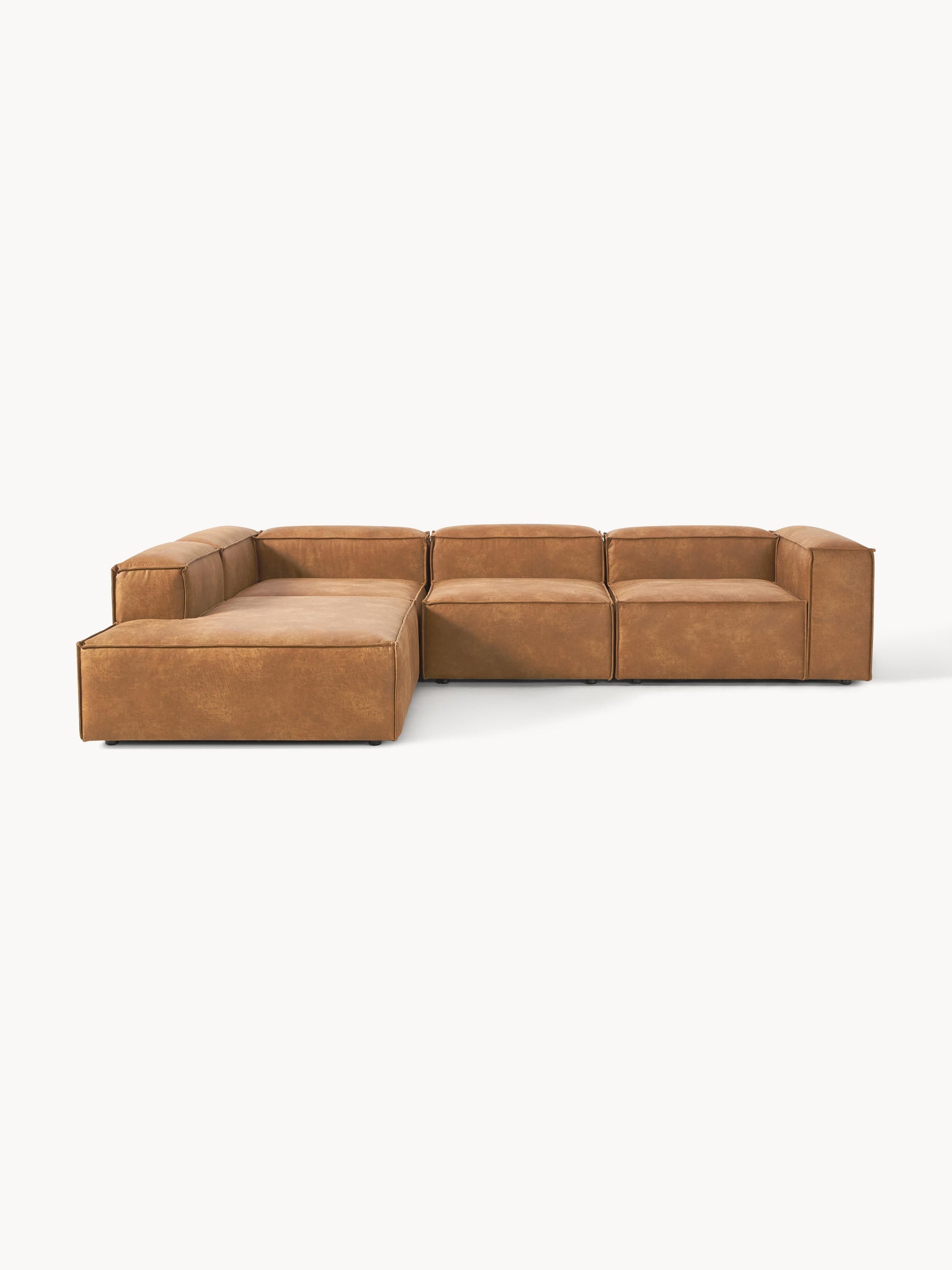 Draggery Lennon XL Modular Corner Sofa with Leather Cover, 4-Seater