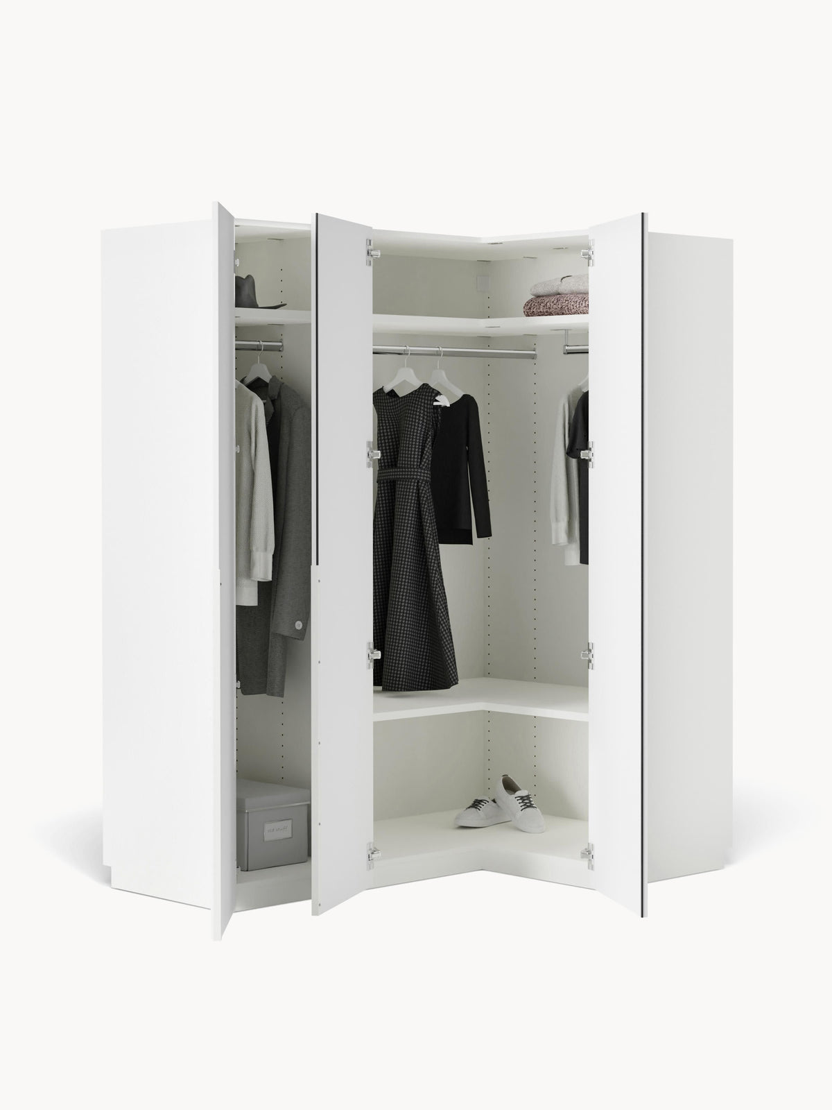 Draggery Leon Modular Wardrobe, Corner, 165 cm Wide, in Various Sizes