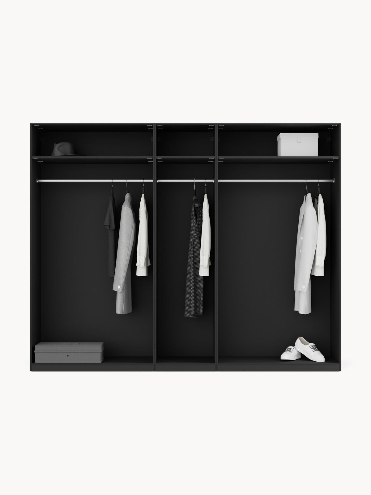 Draggery Leon Wardrobe, Modular, Hinged-Door, 250 cm Wide, in Various Sizes