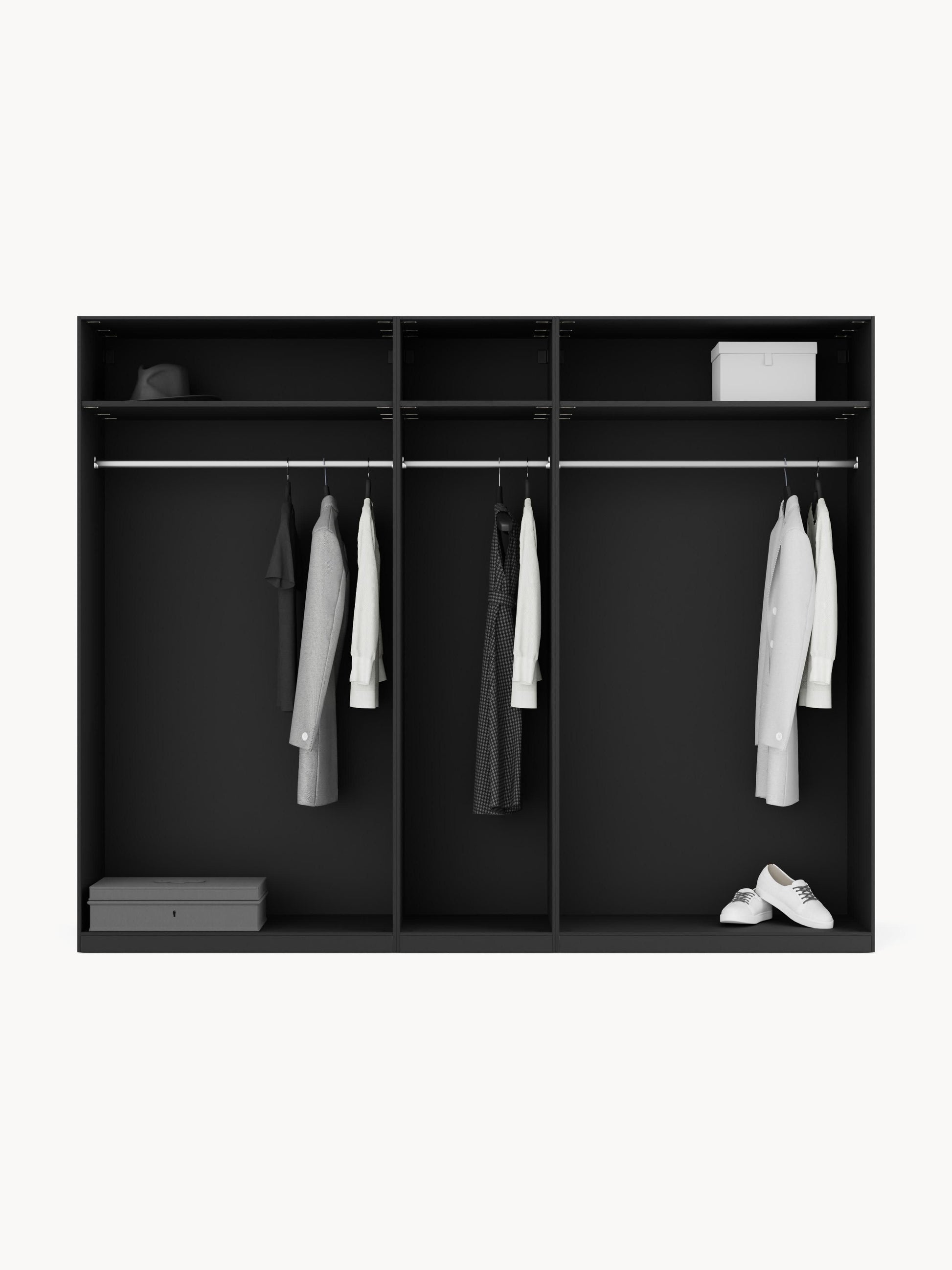 Draggery Leon Wardrobe, Modular, Hinged-Door, 250 cm Wide, in Various Sizes