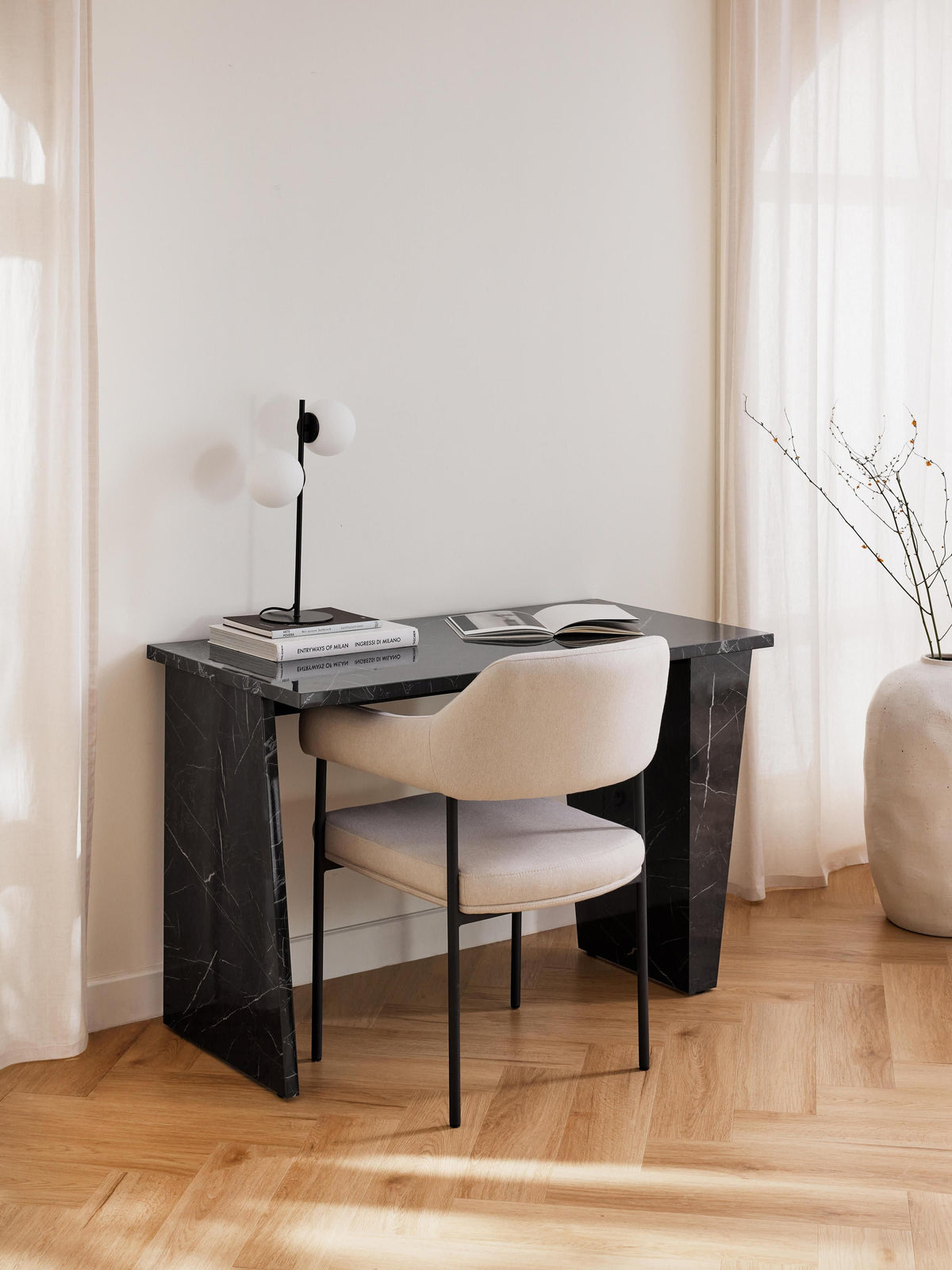 Draggery Liam Desk with Marble-Look Finish