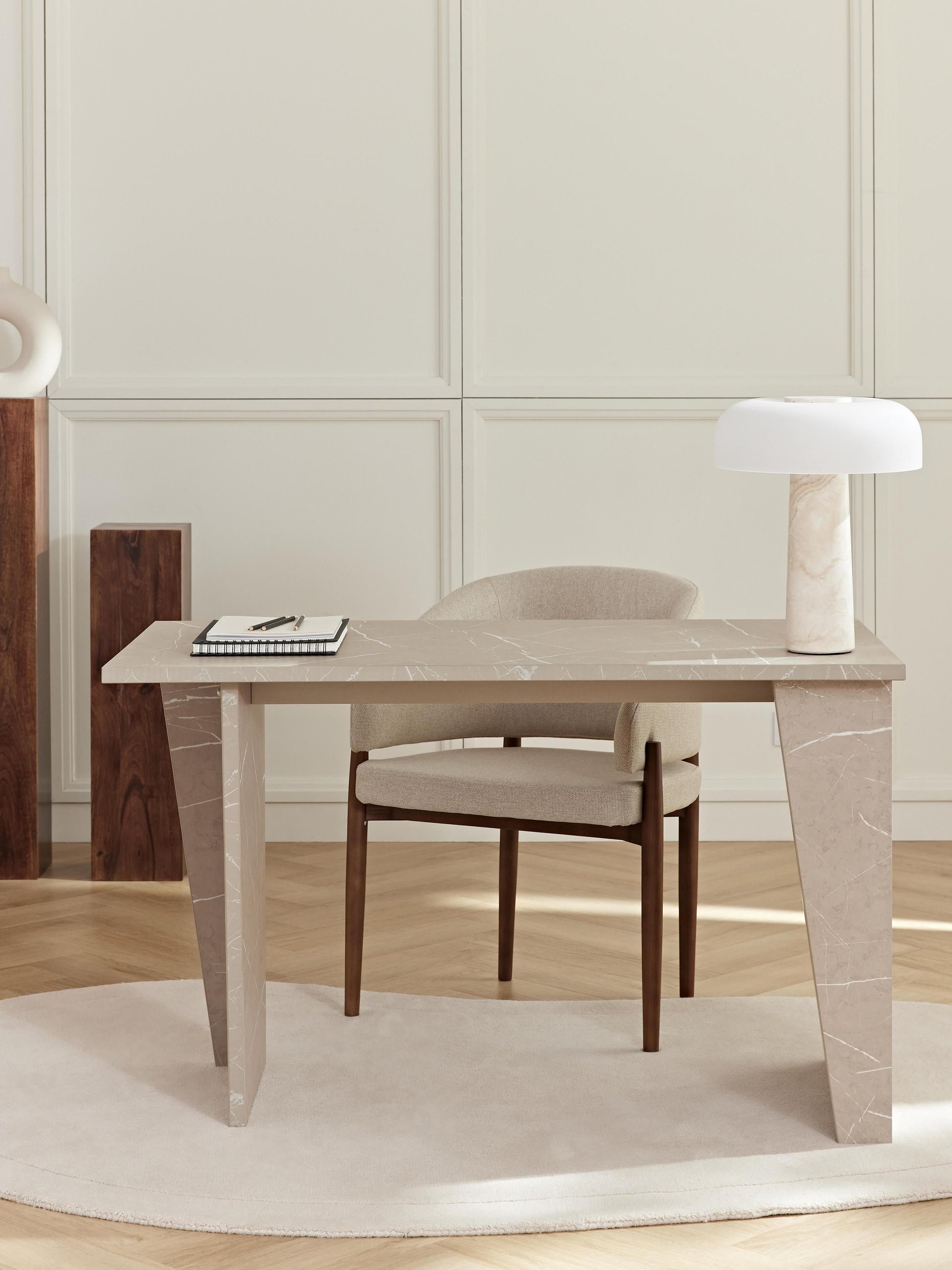 Draggery Liam Desk with Travertine-Look Finish