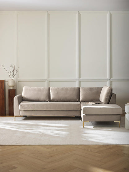 Draggery Luna Sofa Bed with Velvet Cover and Mattress, 3-Seater