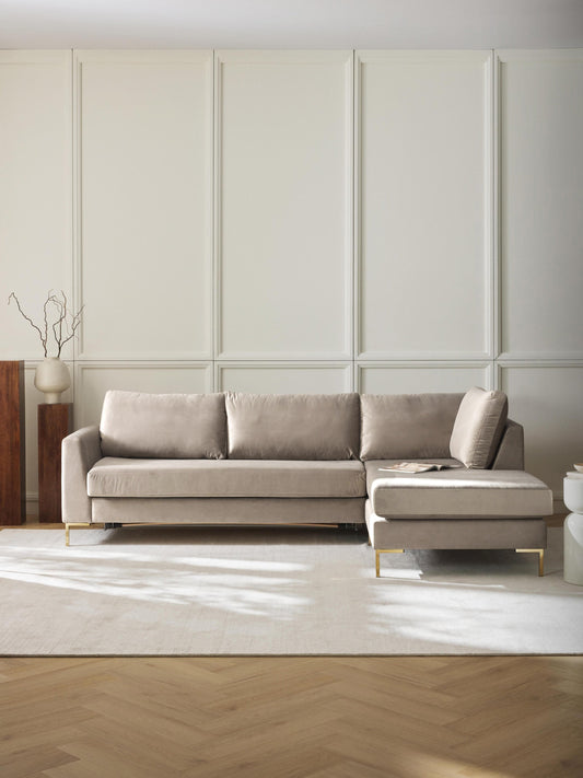 Draggery Luna Sofa Bed with Velvet Cover and Mattress, 3-Seater