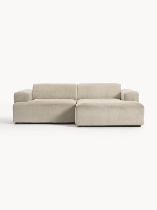 Draggery Melva Corner Sofa with Corduroy Cover, 3-Seater
