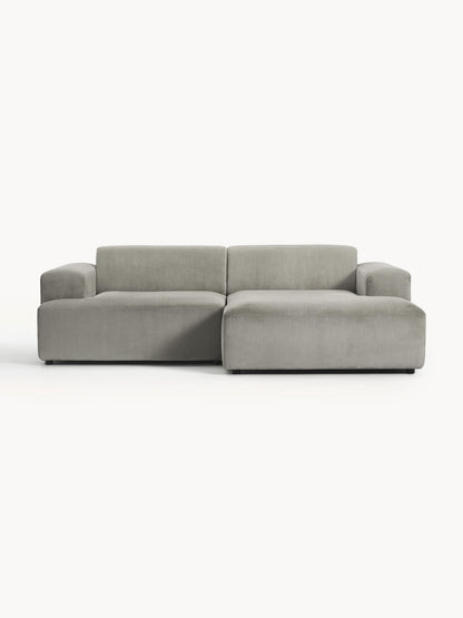 Draggery Melva Corner Sofa with Corduroy Cover, 3-Seater