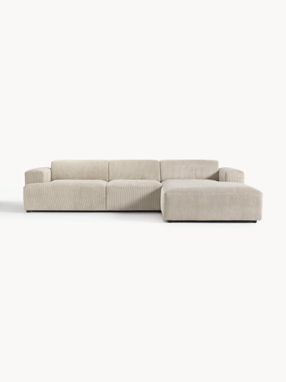 Draggery Melva Corner Sofa with Corduroy Cover, 4-Seater