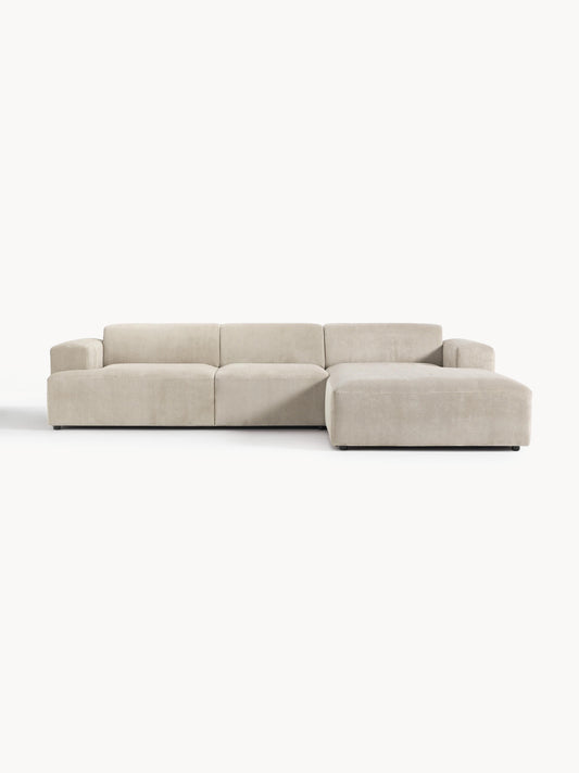 Draggery Melva Corner Sofa with Corduroy Cover, 4-Seater