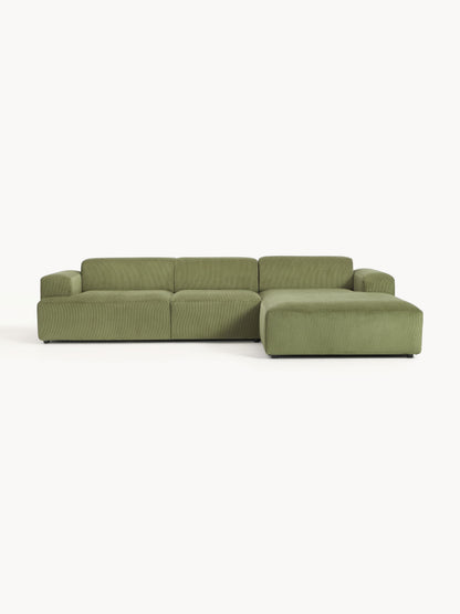 Draggery Melva Corner Sofa with Corduroy Cover, 4-Seater