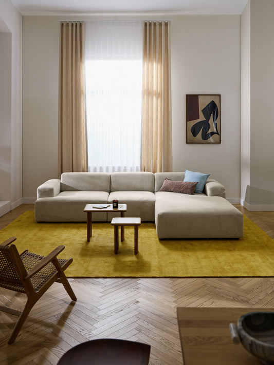 Draggery Melva Corner Sofa with Corduroy Cover, 4-Seater