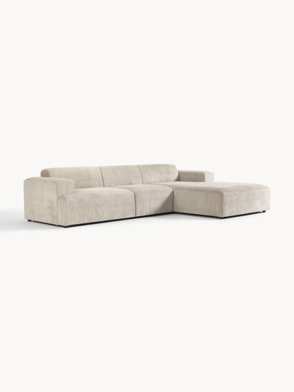 Draggery Melva Corner Sofa with Corduroy Cover, 4-Seater