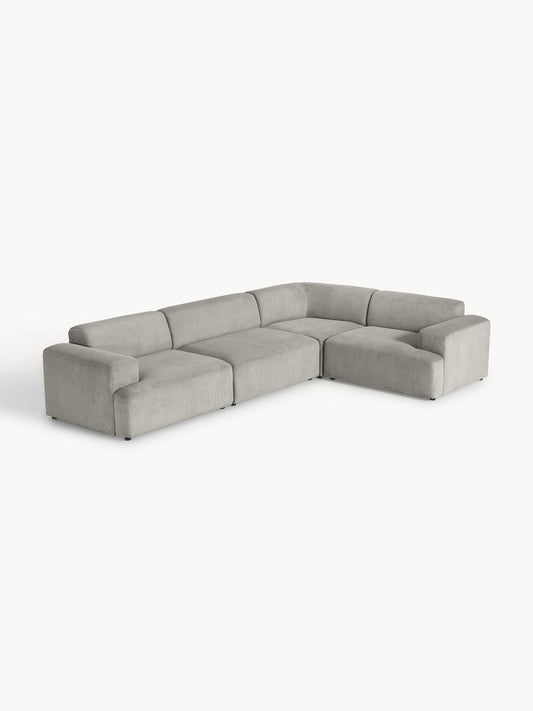 Draggery Melva Large Corner Sofa with Corduroy Cover (4-Seater)