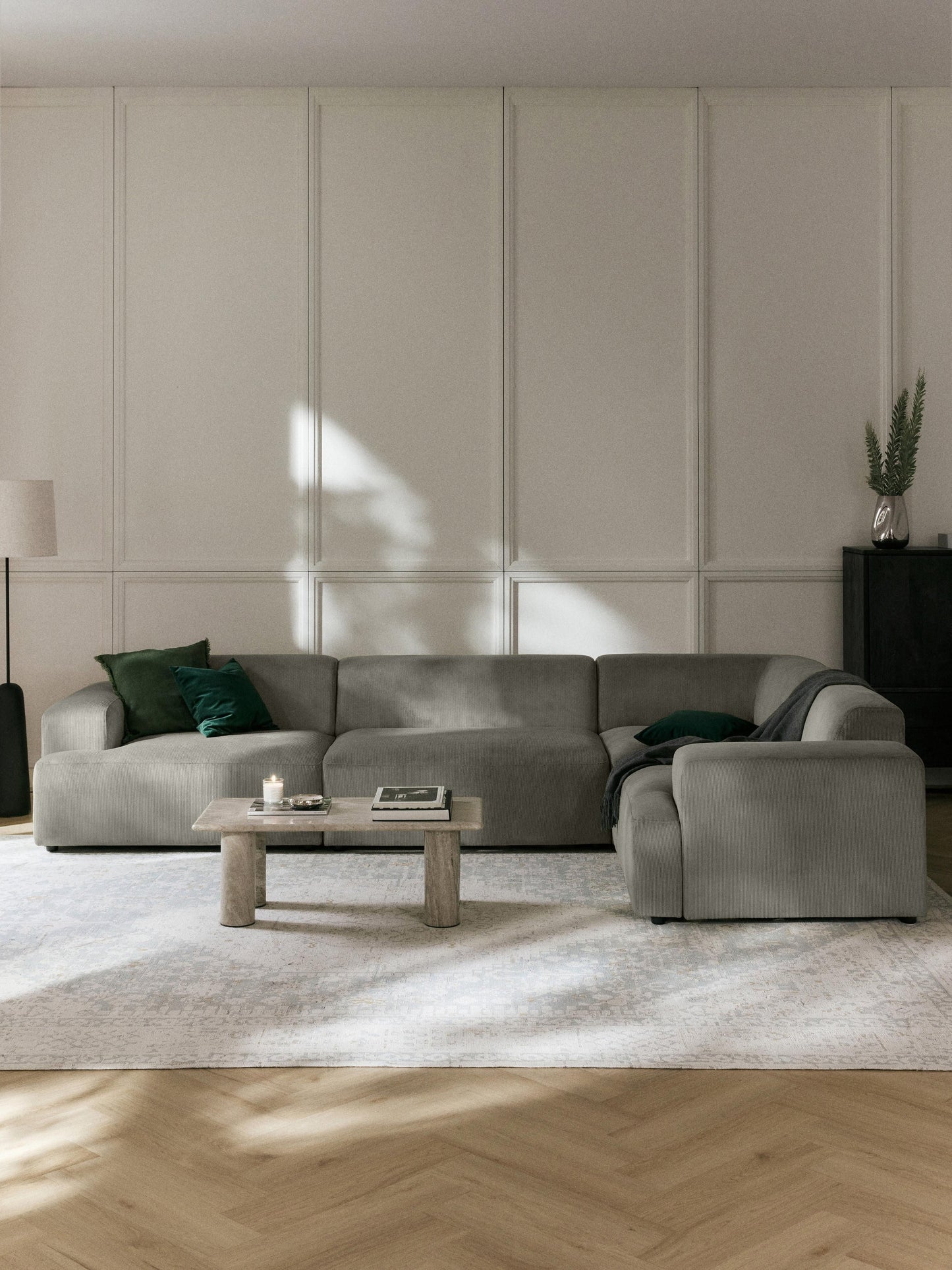 Draggery Melva Large Corner Sofa with Corduroy Cover (4-Seater)