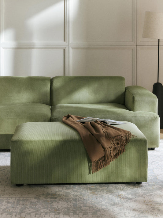 Draggery Melva Ottoman in Corduroy, Size XL, W 116 x D 72 cm