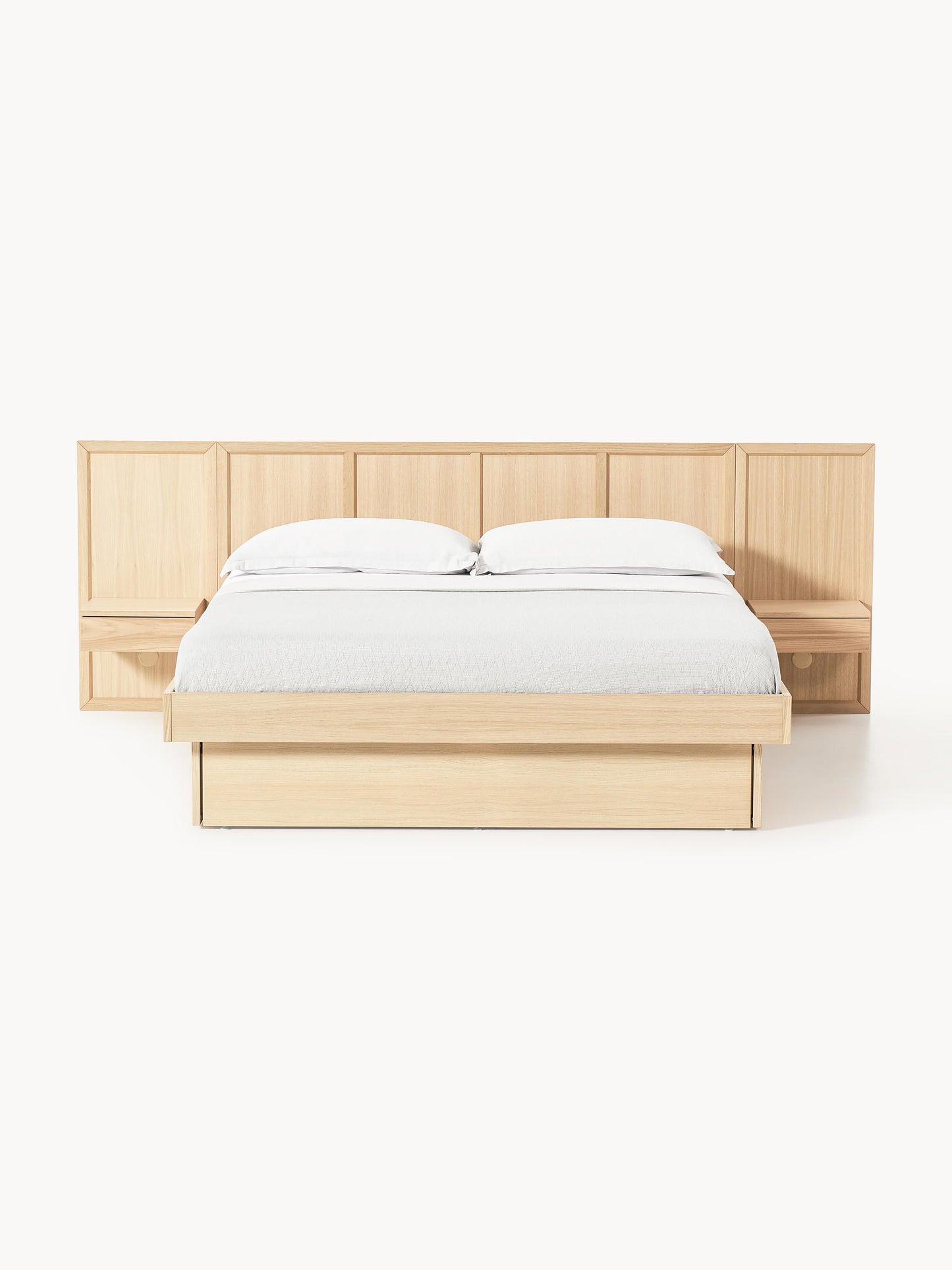 Draggery Nanto Bed Made of Wood with Bedside Tables and Headboard