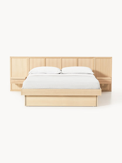 Draggery Nanto Bed Made of Wood with Bedside Tables and Headboard