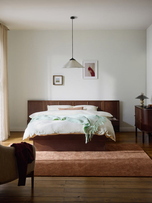 Draggery Nanto Bed Made of Wood with Bedside Tables and Headboard