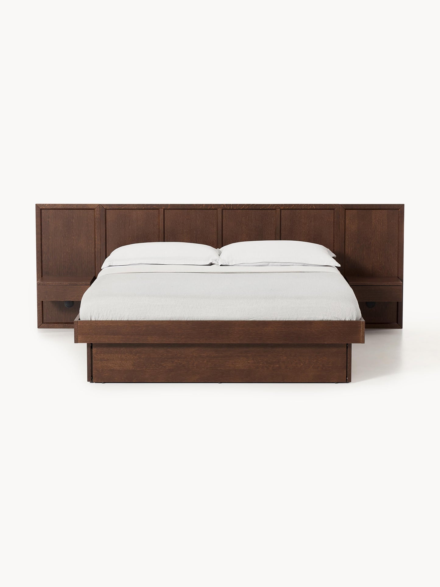 Draggery Nanto Bed Made of Wood with Bedside Tables and Headboard