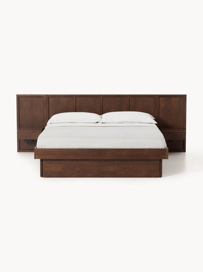 Draggery Nanto Bed Made of Wood with Bedside Tables and Headboard