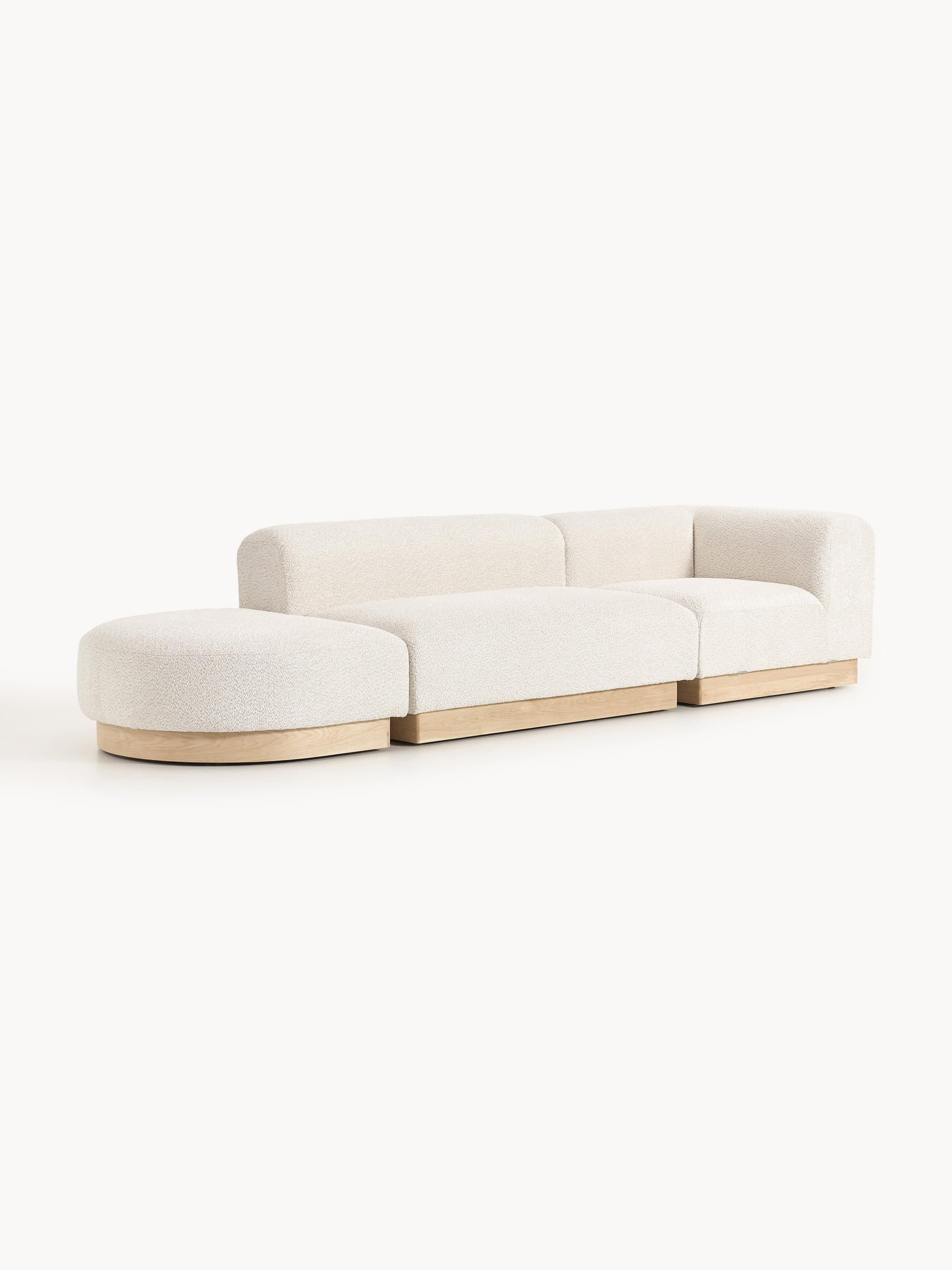 Draggery Natalie Teddy Bouclé Modular Ottoman with Stool (Left/Right)