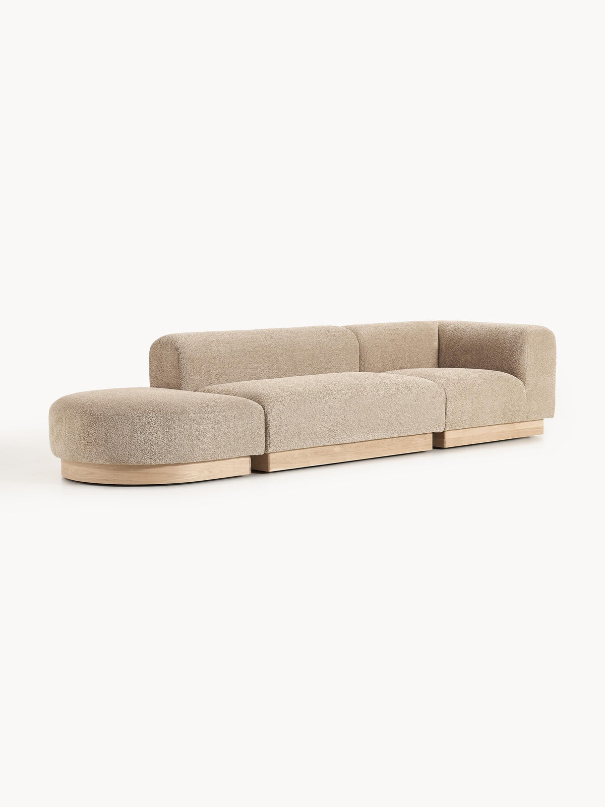Draggery Natalie Teddy Bouclé Modular Ottoman with Stool (Left/Right)