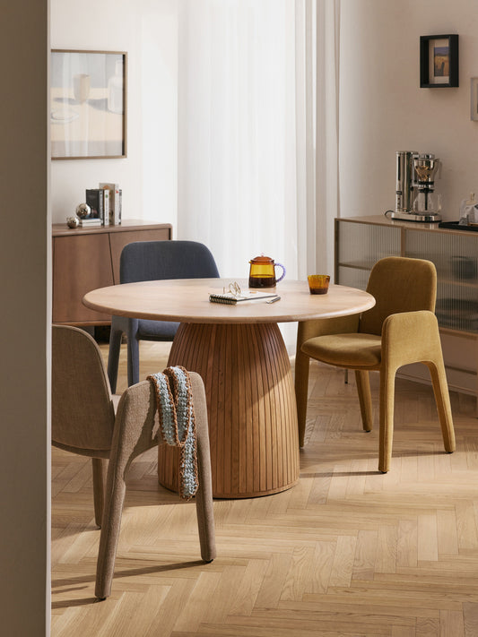 Draggery Nelly Fluted-Texture Round Dining Table, in Various Sizes