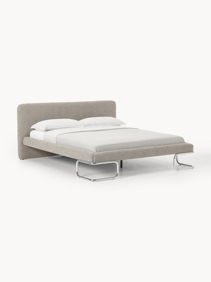 Draggery Olina Upholstered Bed with Metal Legs, Bouclé