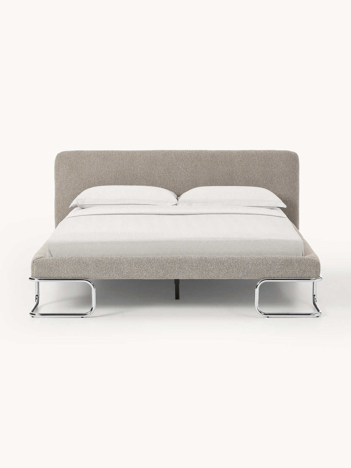 Draggery Olina Upholstered Bed with Metal Legs, Bouclé