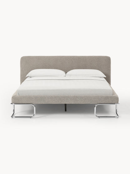 Draggery Olina Upholstered Bed with Metal Legs, Bouclé