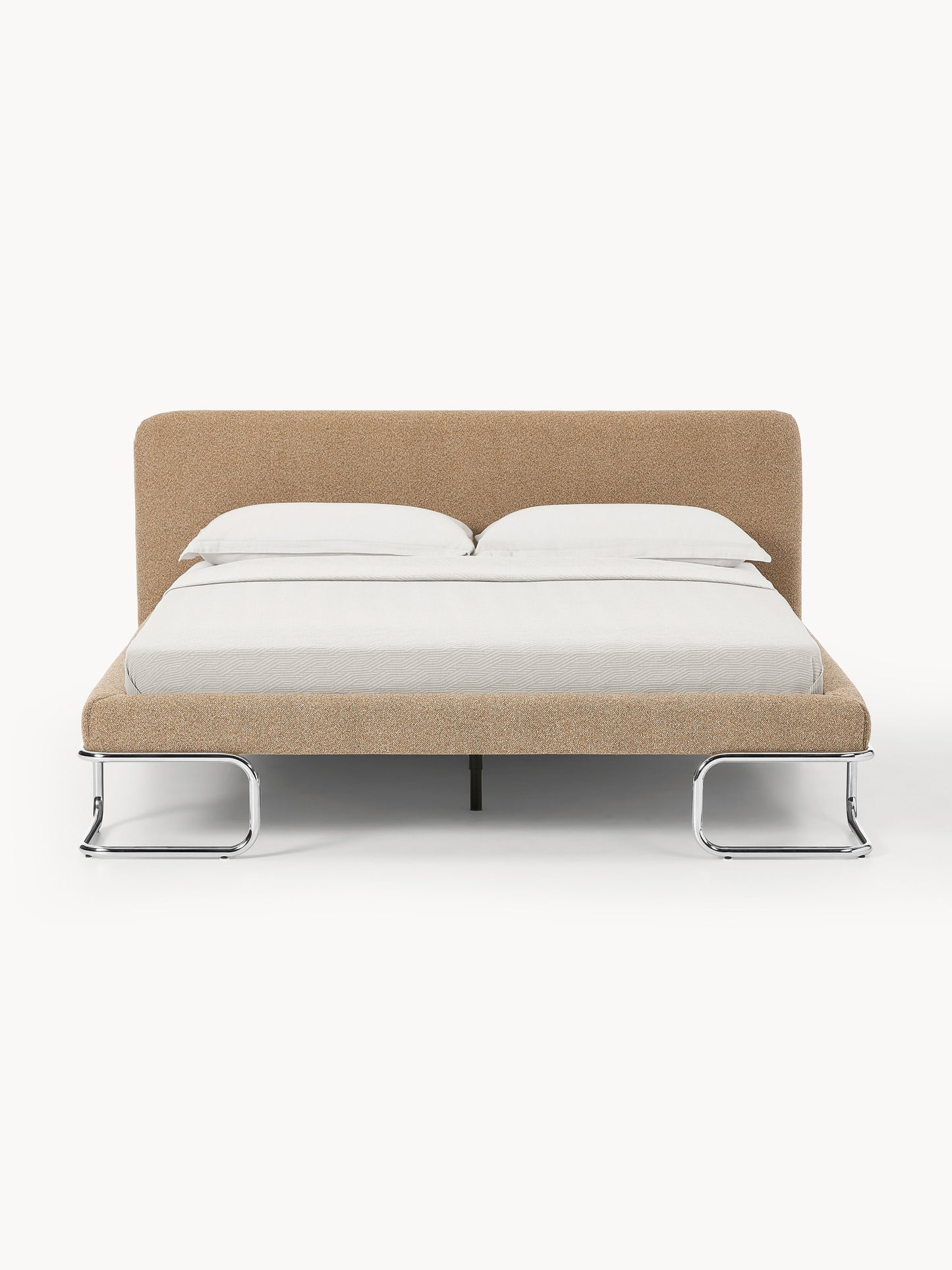 Draggery Olina Upholstered Bed with Metal Legs, Bouclé