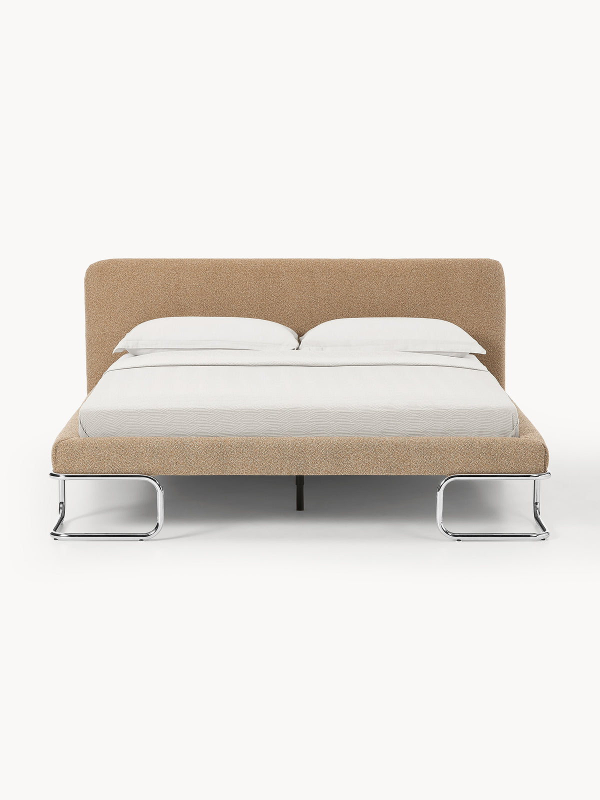Draggery Olina Upholstered Bed with Metal Legs, Bouclé