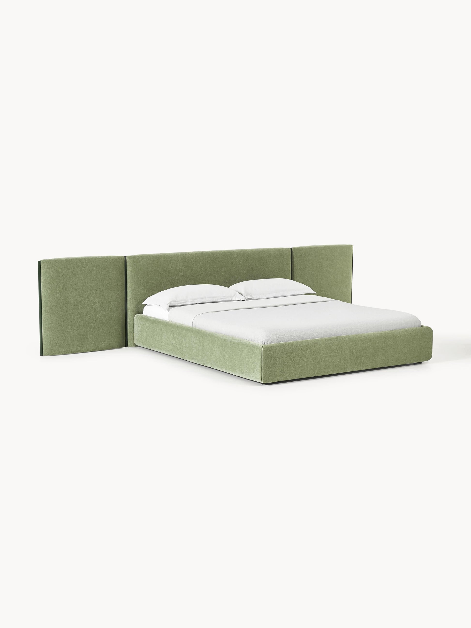 Draggery Otis Upholstered Bed Frame with Folding Headboard