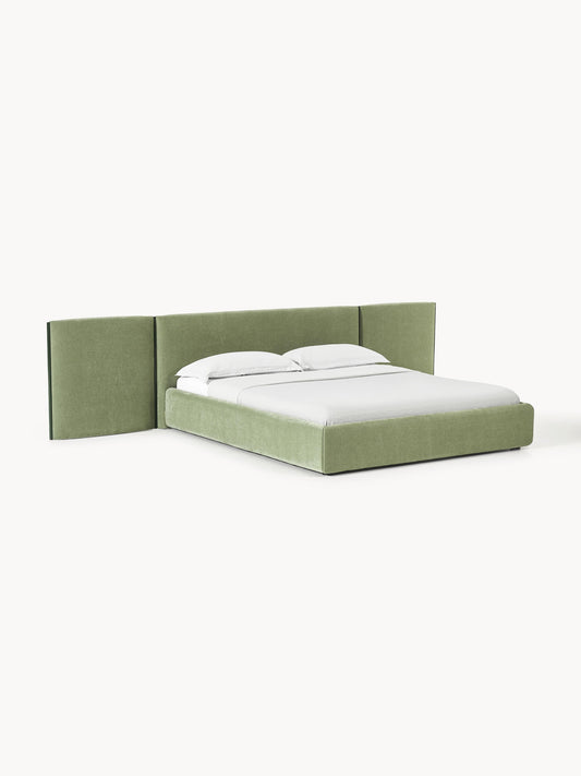 Draggery Otis Upholstered Bed Frame with Folding Headboard