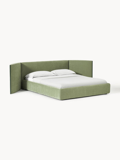 Draggery Otis Upholstered Bed Frame with Folding Headboard