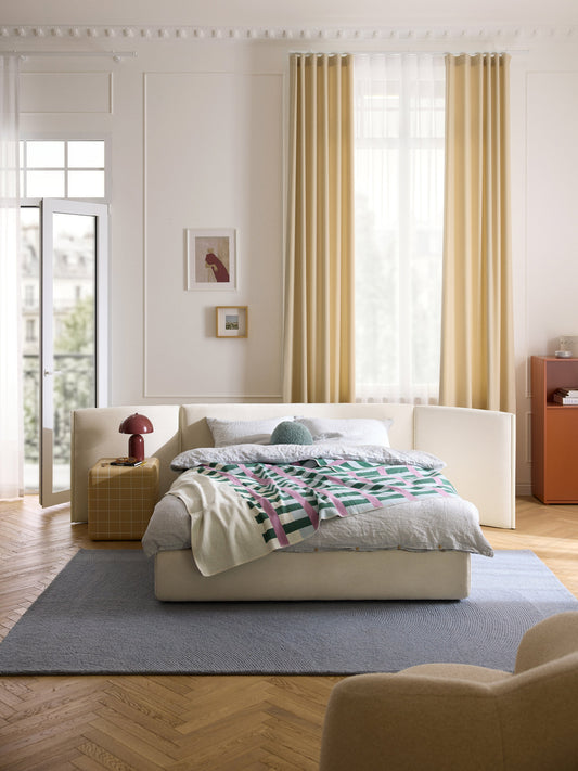 Draggery Otis Upholstered Bed Frame with Folding Headboard
