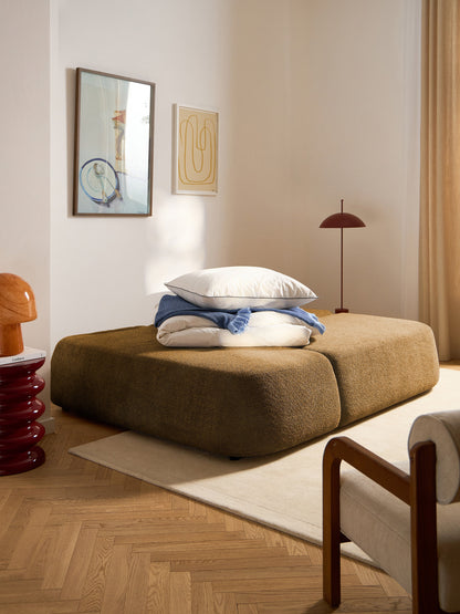 Draggery Pao Storage Sofa Bed, Teddy Bouclé