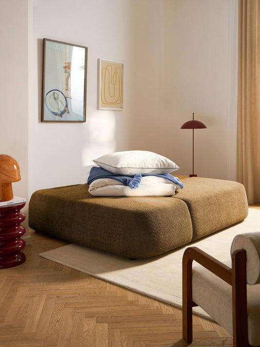 Draggery Pao Storage Sofa Bed, Teddy Bouclé