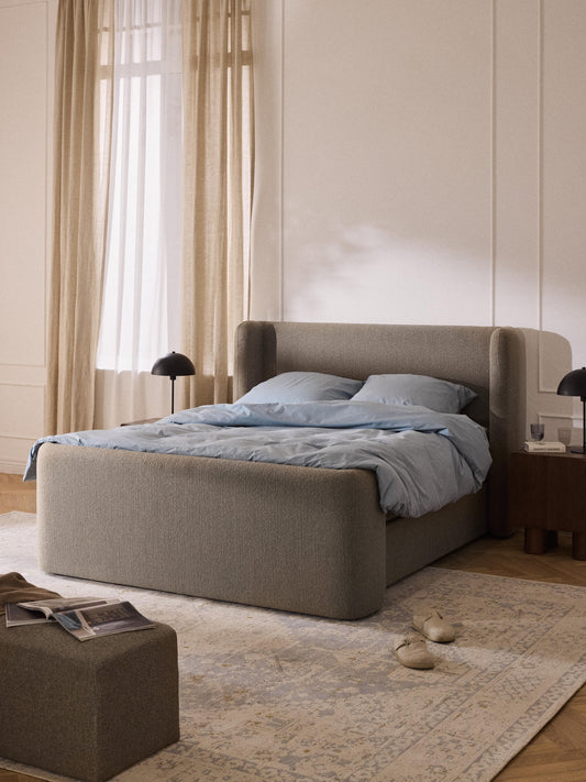 Draggery Perla Bouclé Box Spring Bed Frame