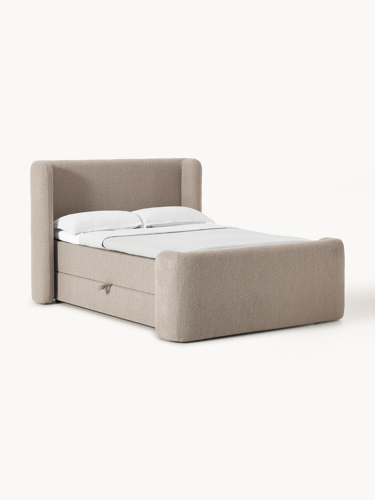 Draggery Perla Box Spring Bed in Bouclé with Storage