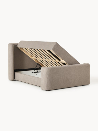 Draggery Perla Box Spring Bed in Bouclé with Storage