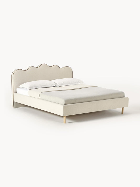Draggery Romy Upholstered Bed Frame with Wavy Headboard