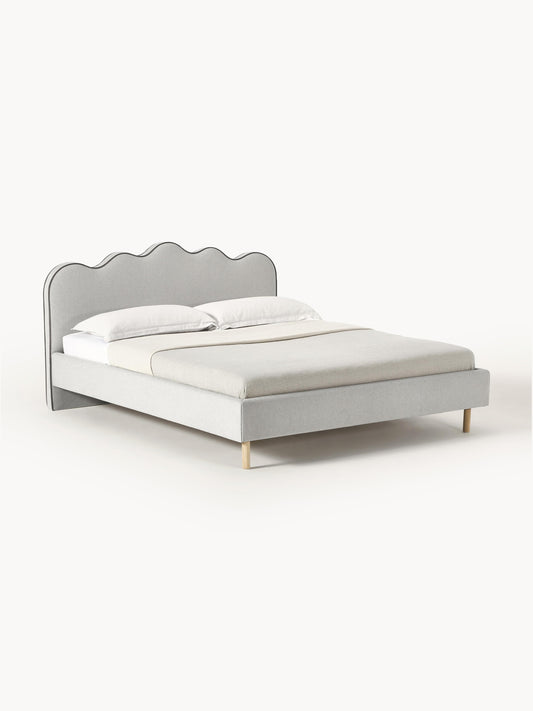 Draggery Romy Upholstered Bed Frame with Wavy Headboard