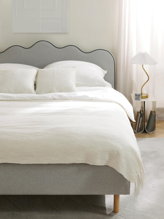 Draggery Romy Upholstered Bed Frame with Wavy Headboard