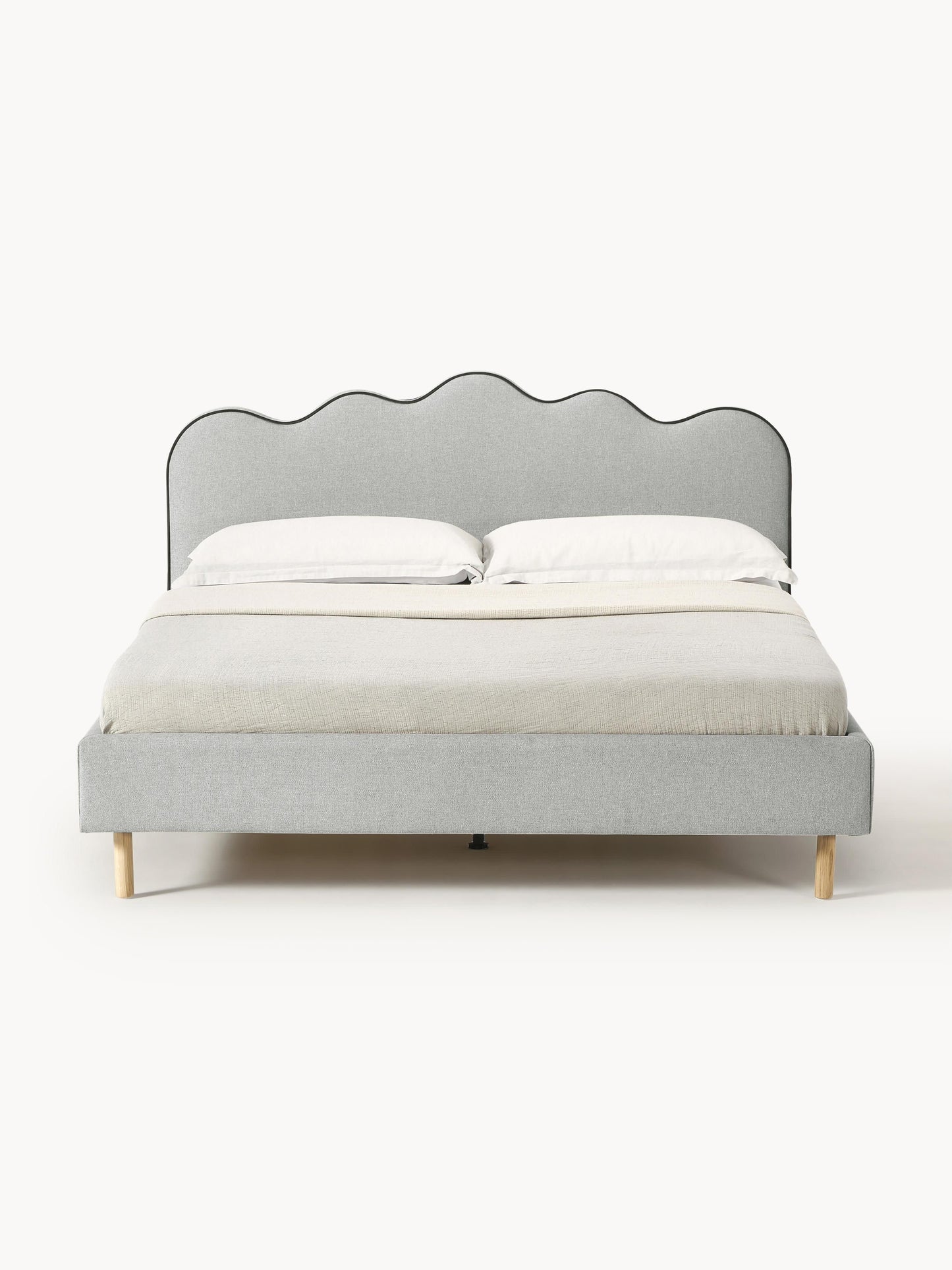 Draggery Romy Upholstered Bed Frame with Wavy Headboard