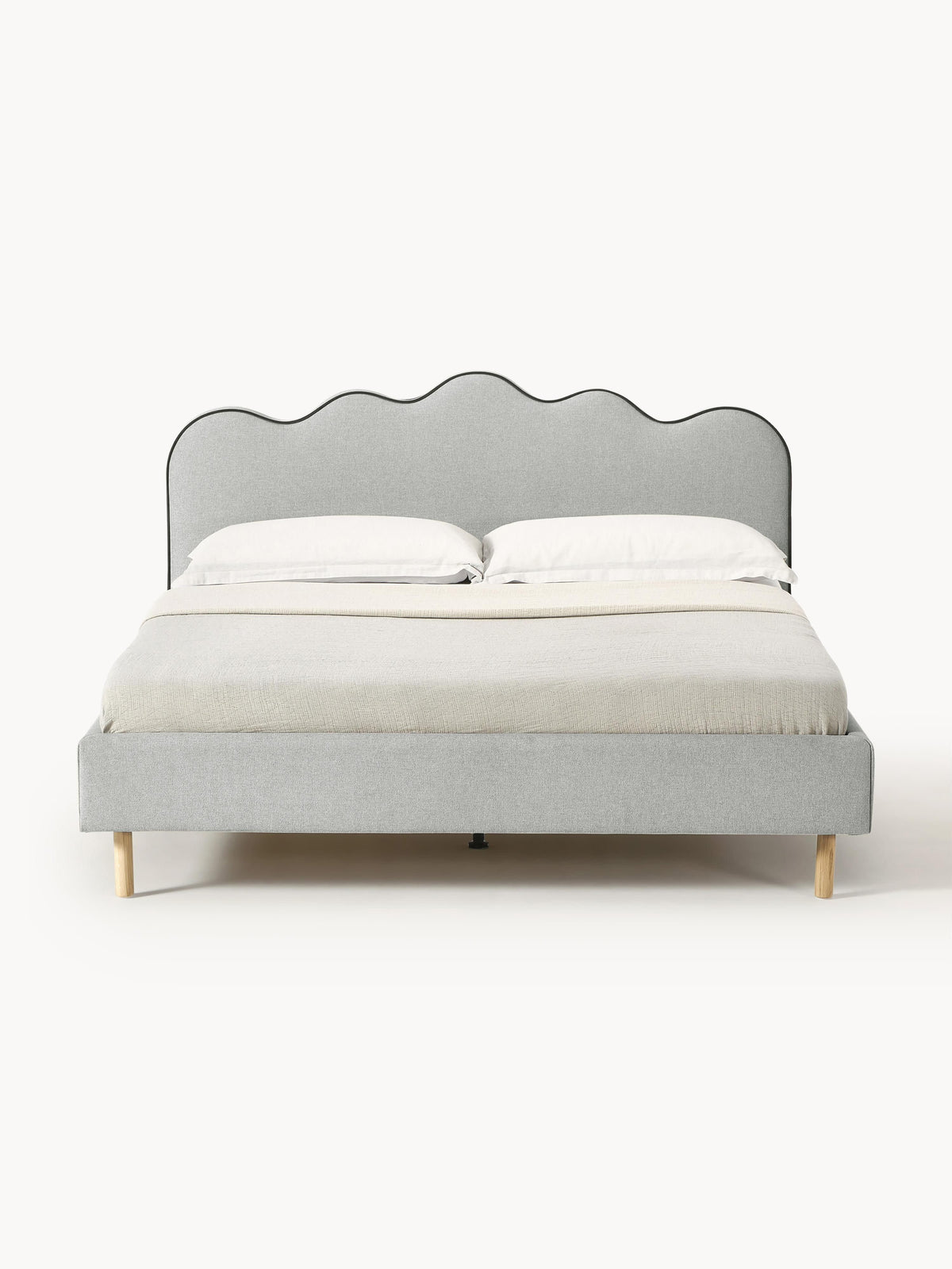 Draggery Romy Upholstered Bed Frame with Wavy Headboard